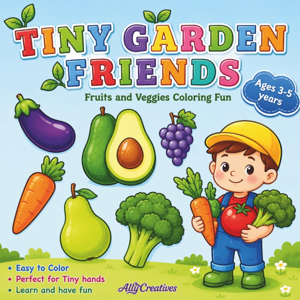 Tiny Garden Friends: Fruits & Veggies Coloring Fun