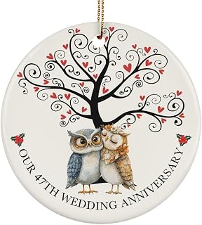 Owl Couple Romantic 47 Years Ornament 47th Wedding Anniversary