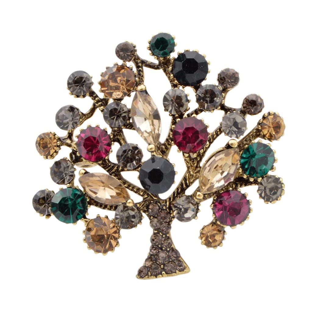 Bunte Strass-Baum-Broschen für Damen, Vintage, Elegante Brosche, Anstecknadel, Mantelschmuck