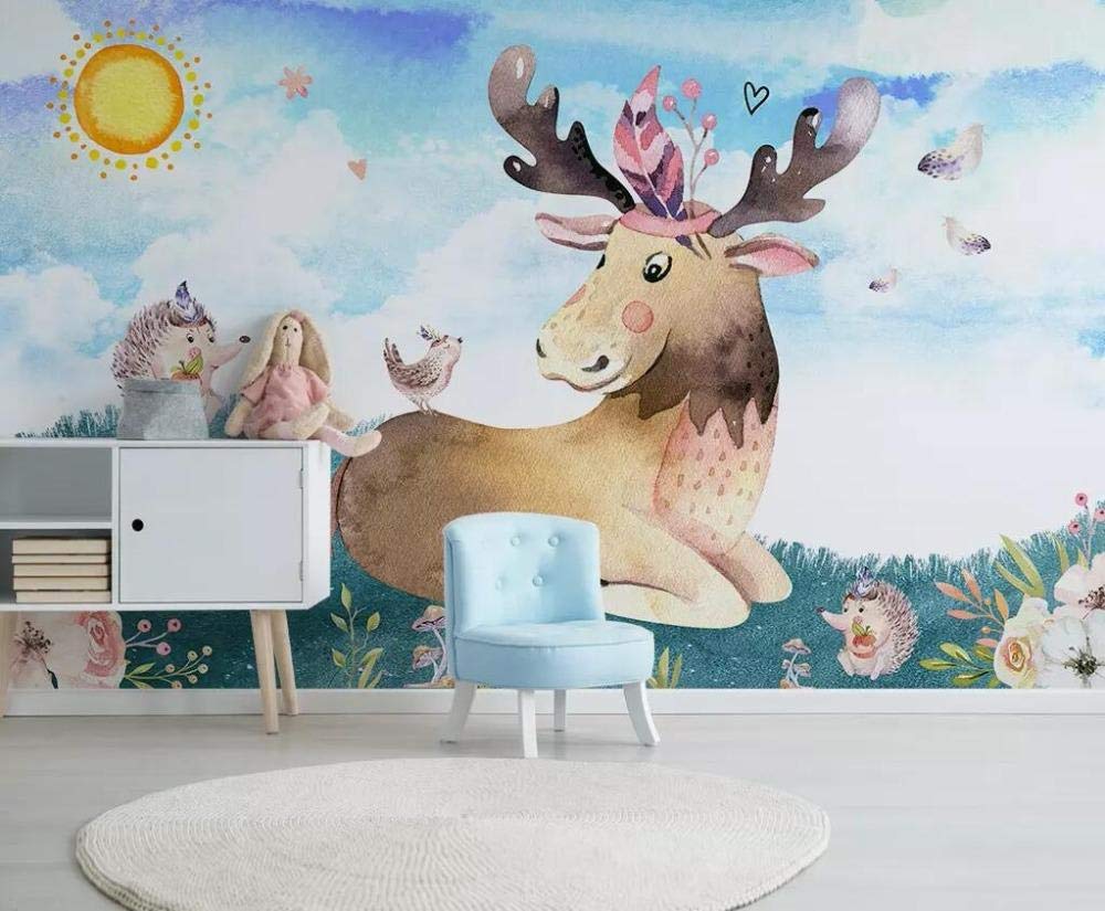 Papier peint mural 3D cerf moderne minimaliste et décoration chambre enfant 250x175