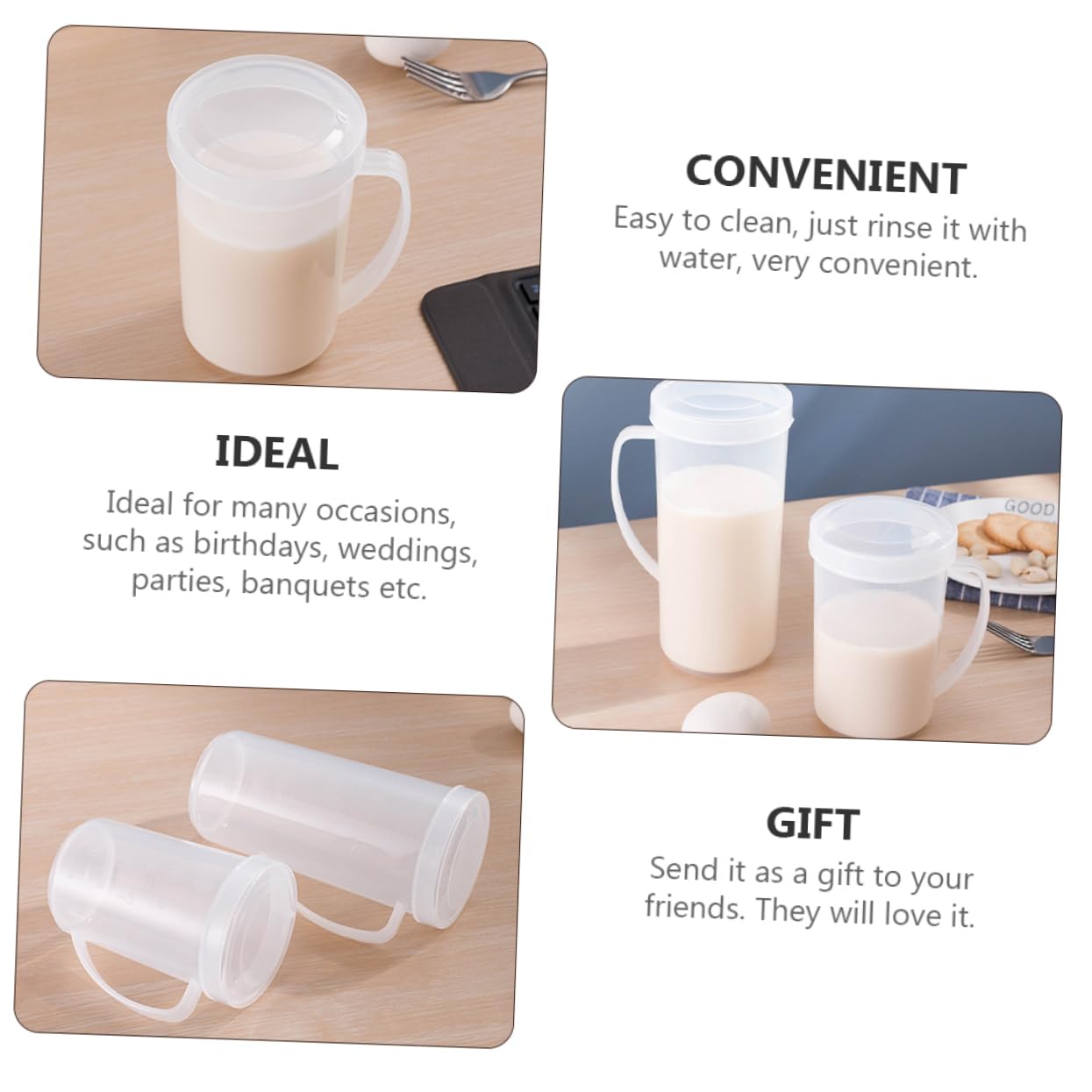 Alipis 6 Pz tazza contenitori per alimenti brocca di tè caffettiera brocca di caffè stoviglie per la casa cibo misurino utensili da cucina contenitore lattiera plastica Riutilizzabile