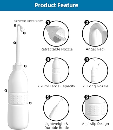 Miniatura 3 de Pulverizador portátil de bidé y bidé de viaje con botella de bidé de mano para uso de limpieza personal, boquilla extendida, cuidado de higiene