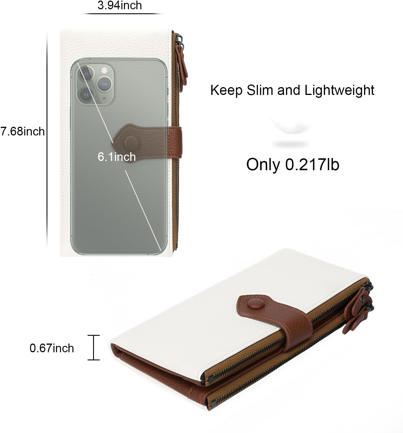 Women Soft Leather Wallets Slim Bifold RFID Blocking Ladies Credit Card Holder Double Zipper Pockets - Image 3