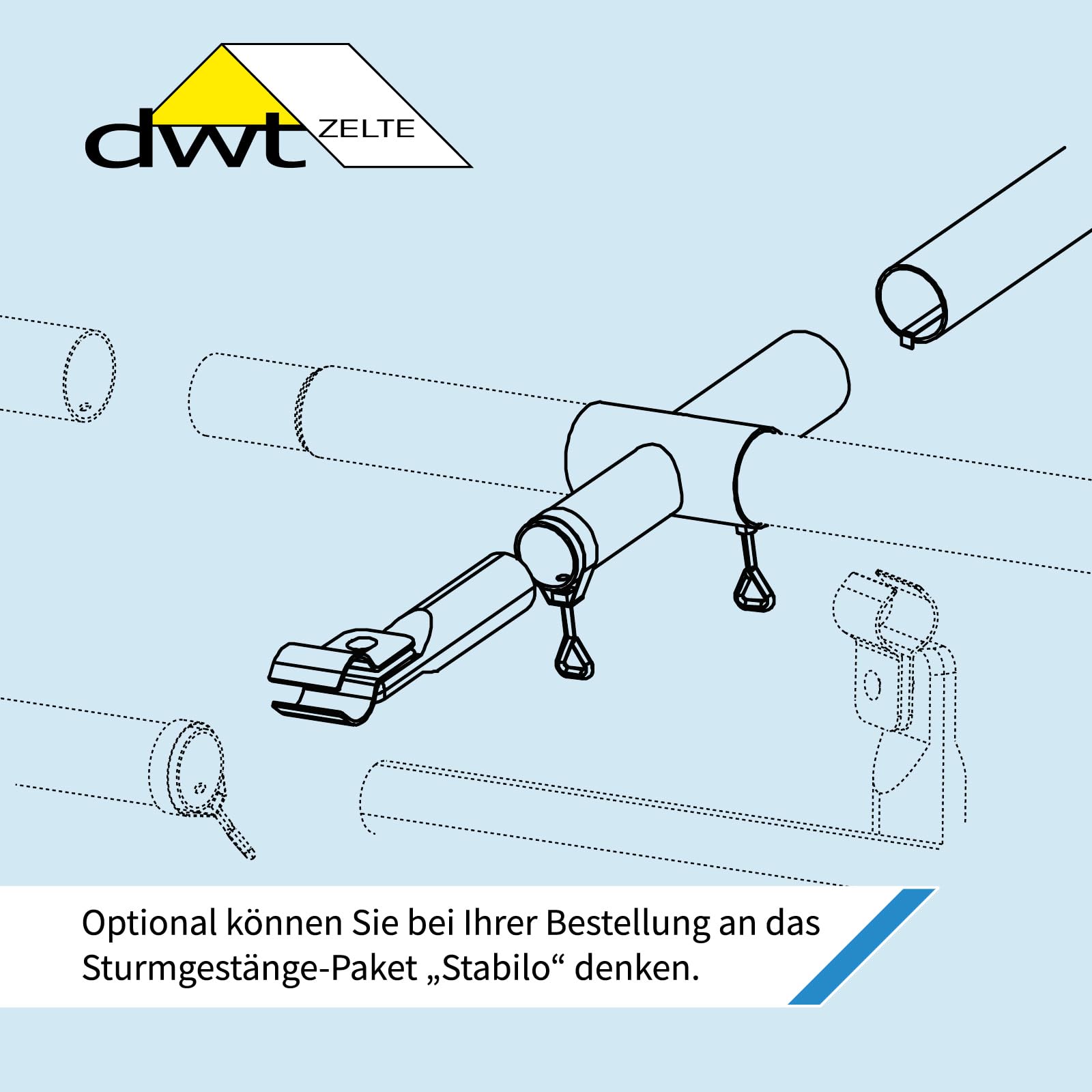 dwt Wohnwagen Vorzelt Favorit III mit 250 cm Tiefe, freistehendes Teilzelt für Winter- und Dauercamping inkl. Abspannmaterial und Packsack, Größe:440 x 250 cm (BxT)