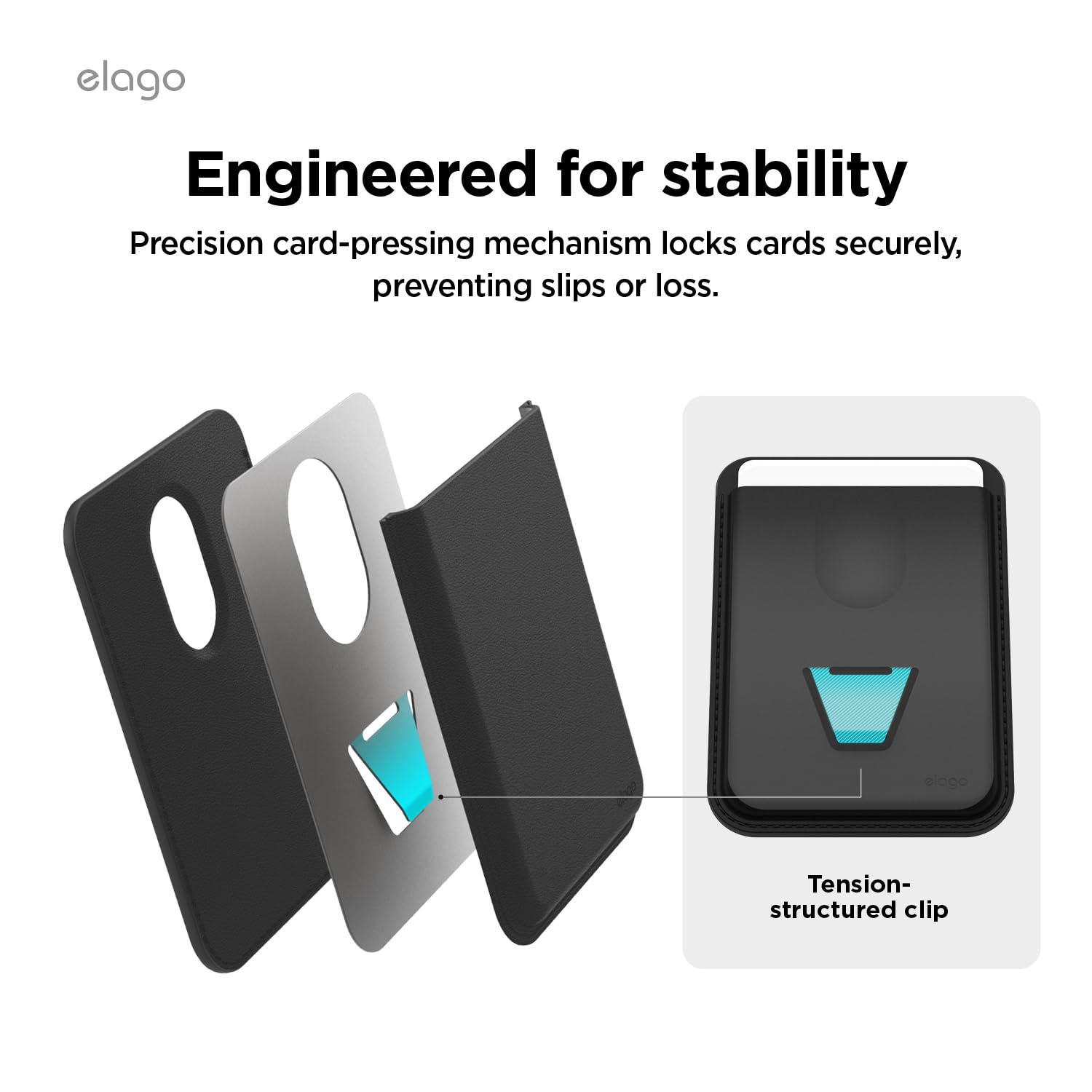 elago Portafoglio Magnetico per Samsung Galaxy S26, Ultra, Plus, Z Fold 7, Edge, Serie S25, Serie S24 - Compatible con MagSafe, Pelle Sintetica Resistente, 3 Carte, Porta Carte per Telefono (Nero)