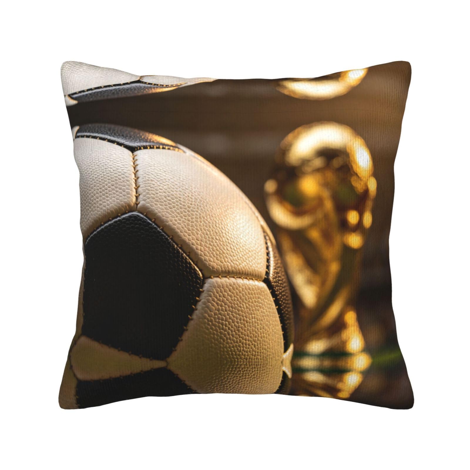 HGIUYDRD Soccer Trophy Closeup Print Corduroy Throw Pillow with Invisible Zipper Closure for Living Room, Couch and Bed