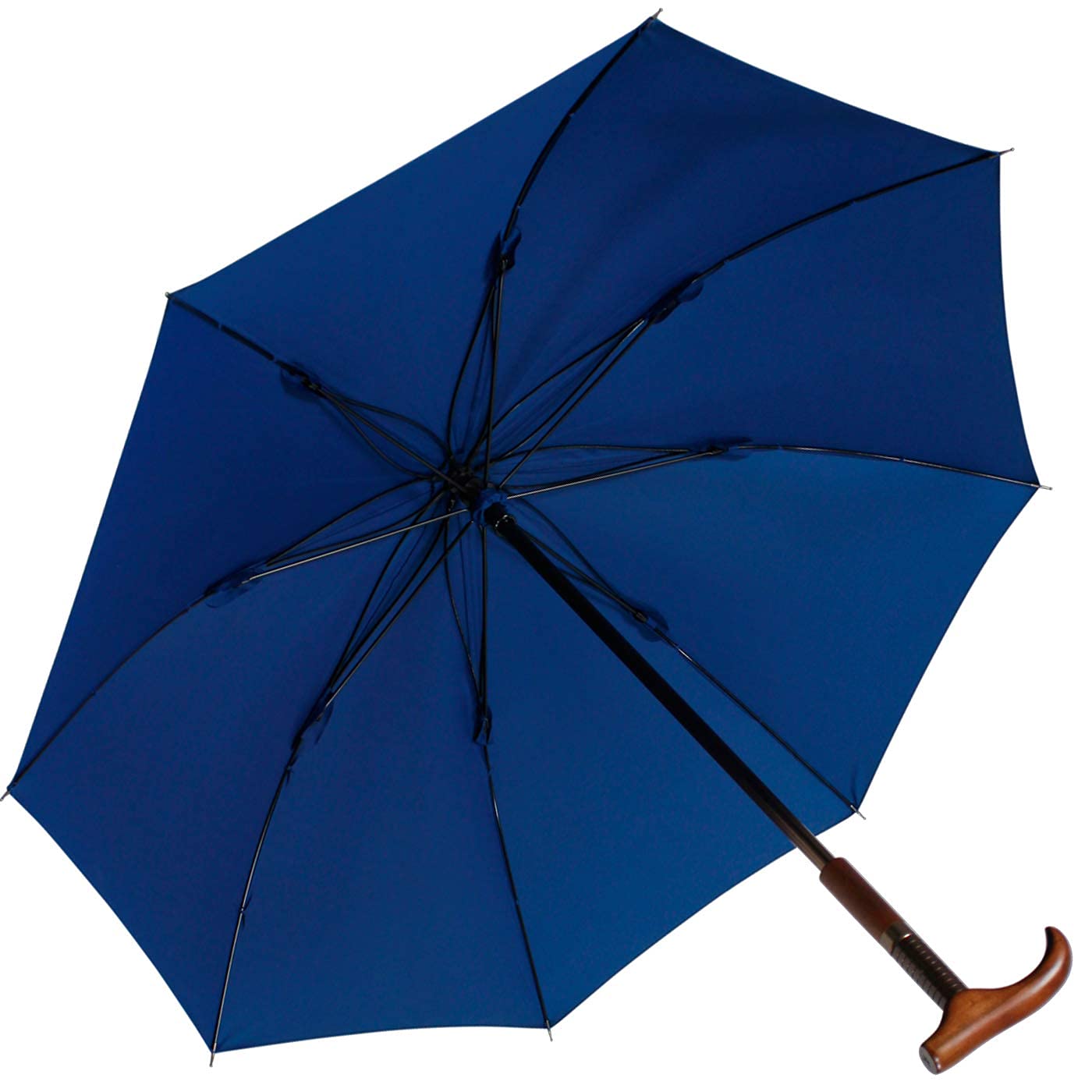 iX-brella Ombrello regolabile in altezza con manico in legno, blu, 105 cm
