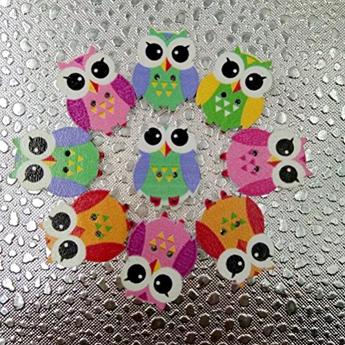 Rosenice Wooden Animal Button 100Pcs Owl Sewing Buttons Scrapbooking Diy Craft (Mixed Color) #TOP4
