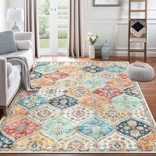 8x10 Area Rug Moroccan Trellis Machine Washable Ru...