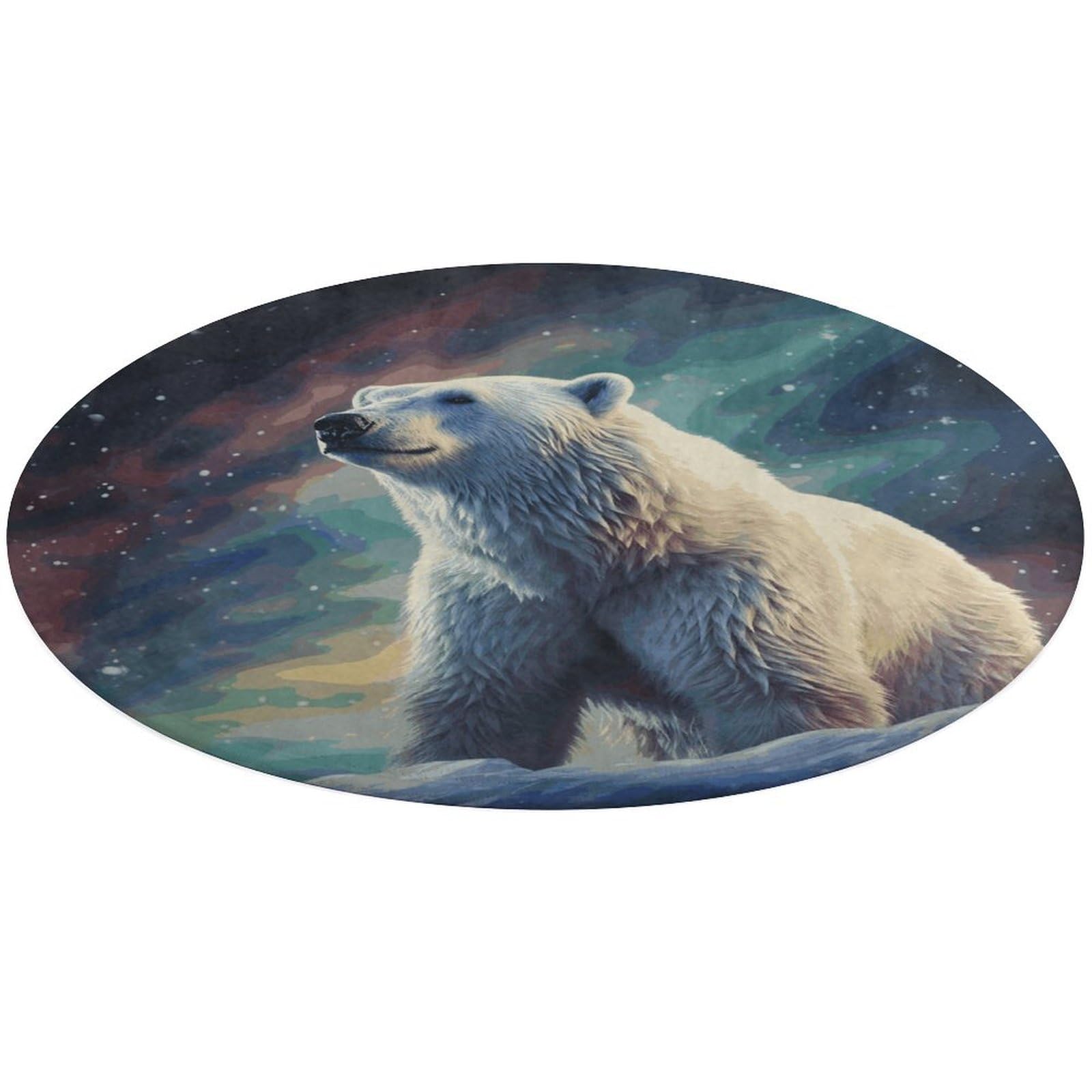 Tapis entrée ours polaire contre humidité paillasson rond durable