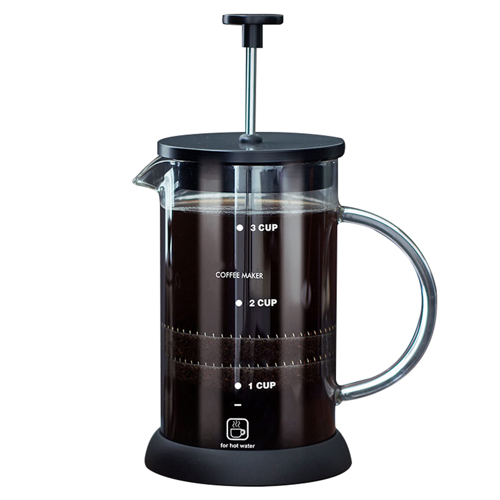 French Press ekspres do kawy z podwójnym potrójnym filtrem ze stali nierdzewnej, prasa do kawy w kawiarni, odporne na ciepło szkło borokrzemowe, do domu i biura, 600 ml