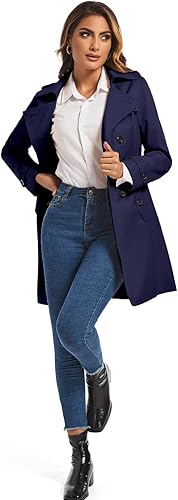 Miniatura 5 de FARVALUE Gabardina clásica con solapas cruzadas y cinturón