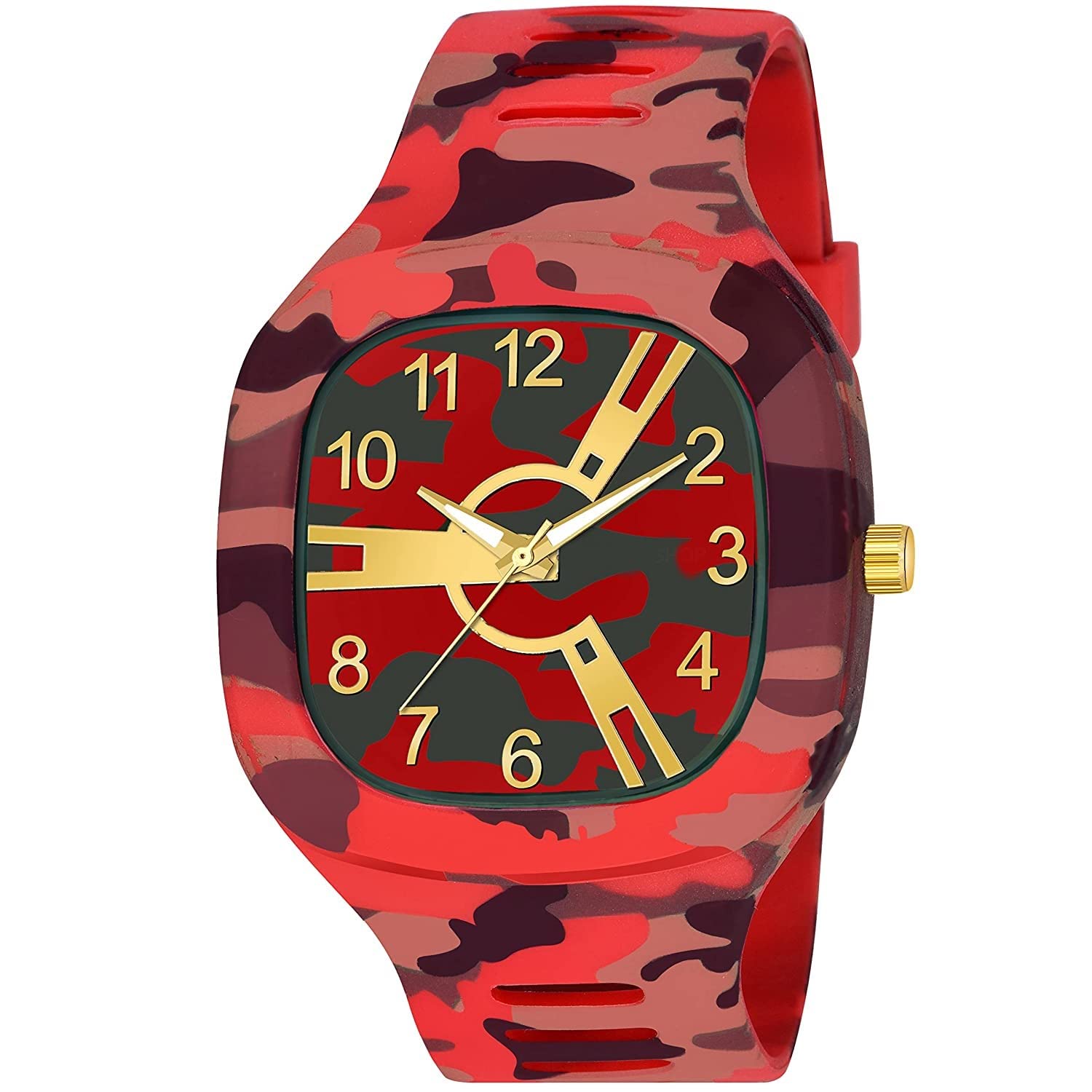 Truvic Army Dial Camouflage Print Strap Square Dial Analogue Wrist Watch for Men, Women and Boys (Green-Grey) (B09P8JSCCS) Amazon Price History, Amazon Price Tracker