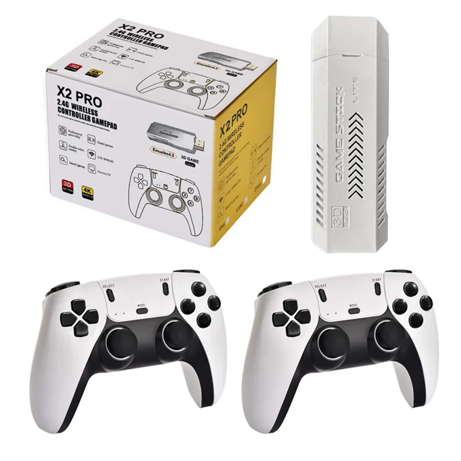 ZWXYVUT Retro Video Game Console-X2 PRO 4K Game Stick 3D HD 128G 256G Wireless Controller TV 50 Emulator (256G 60000+Games)