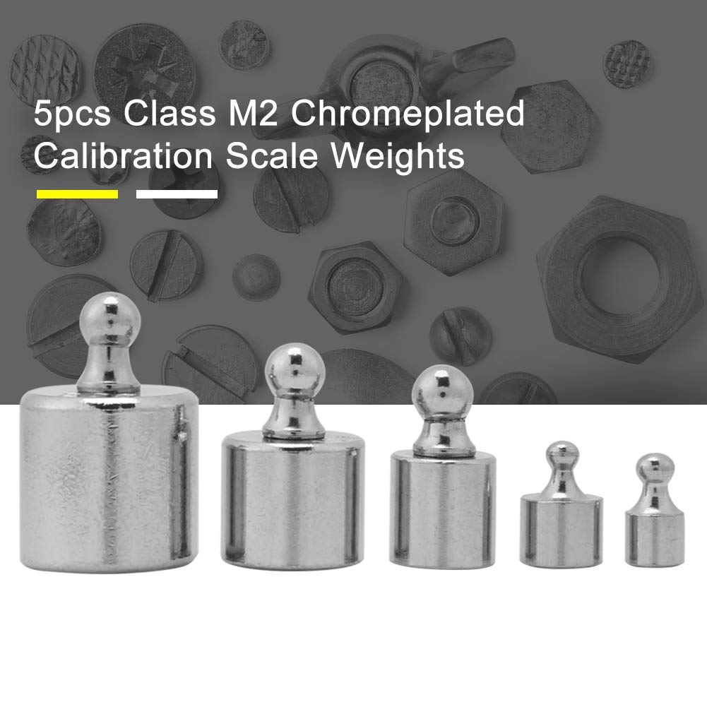 Precision Calibration Weight Test Set Kit for General Laboratory and Industrial Measurement, 5pcs 1g 2g 5g 10g 20g Chrome Plating Scale Weights,