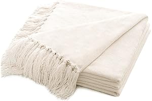 RECYCO, Throw Blanket: White Chenille, Comfort for Couch & More