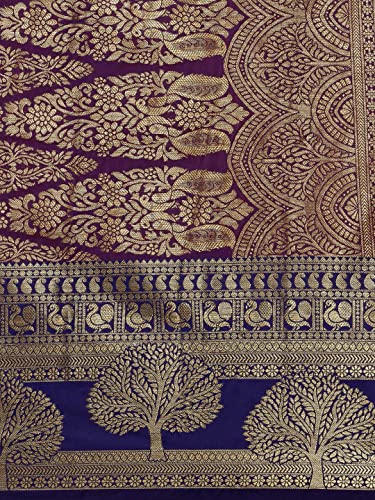 Image of Panzora Women's Banarasi Silk Saree With Unstitched Blouse Piece