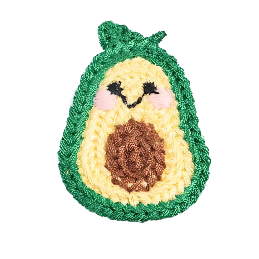Naszywka haftowana 30 SZTUK 3-4 cm Ręcznie robione aplikacje szydełkowe Szydełkowe naszywki z owocami Małe haftowane Aplikacje do prasowania na odzież(Avocado 4 * 3cm)