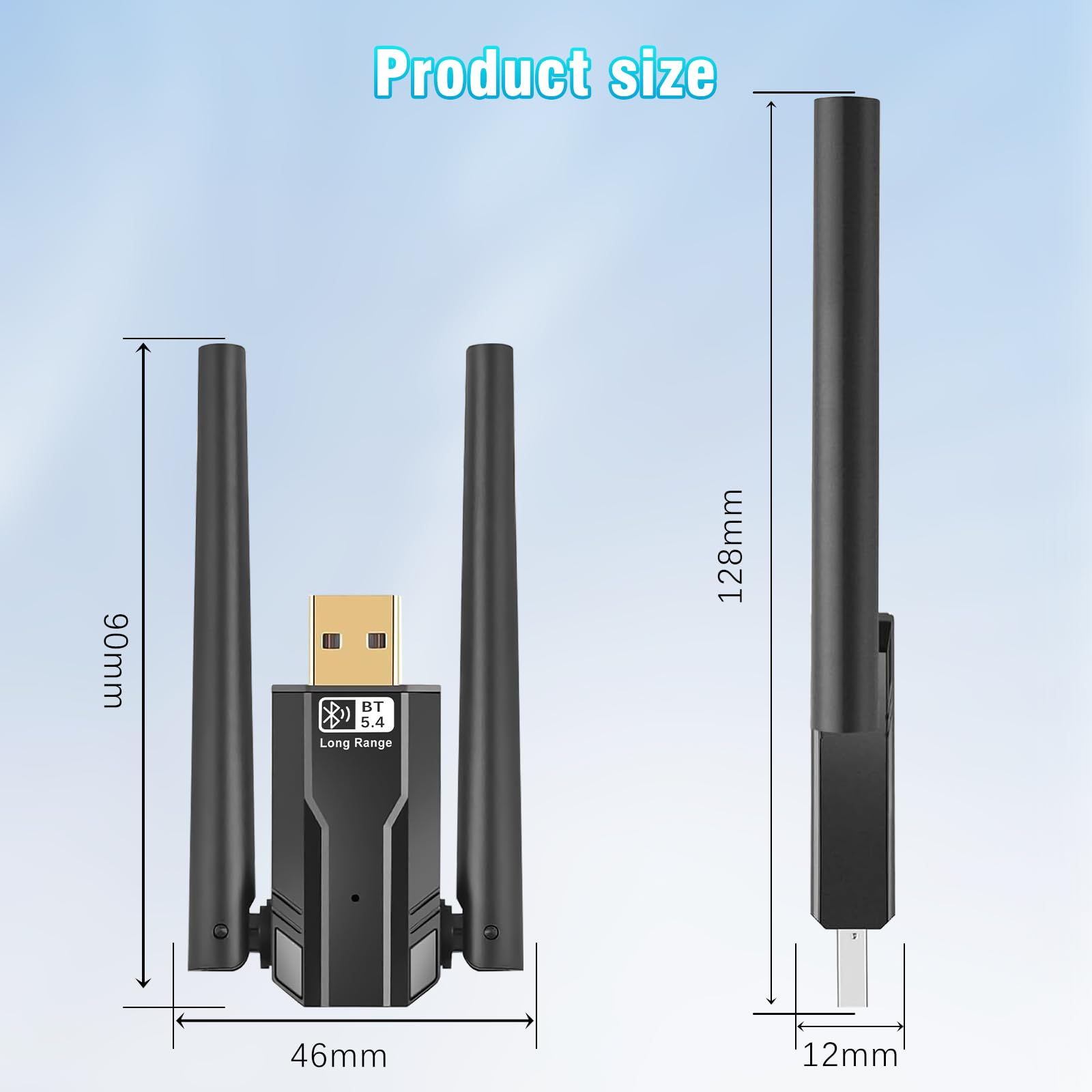 Adaptador Bluetooth 5.4 para PC, USB Bluetooth Dongle con alcance de 150 m, Plug and Play, compatible con Windows 11/10/8.1/7, para auriculares, teclado, ratón, Bluetooth estéreo