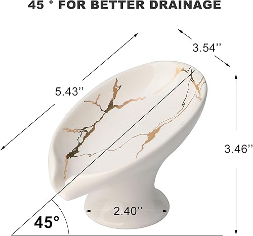 Miniatura 9 de WHJY Bandeja para jabón de mármol, forma de hoja pequeña, color negro, para baño y cocina