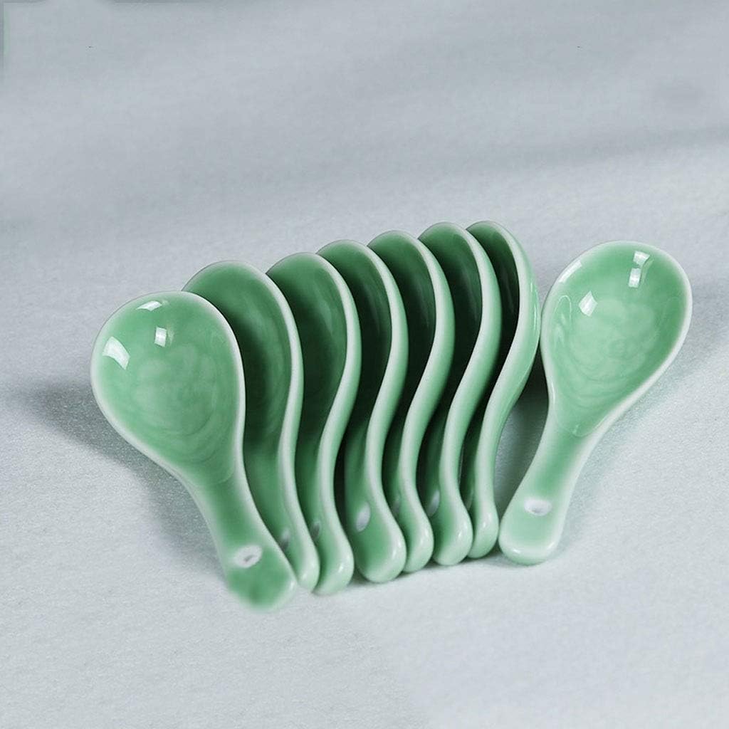 Durable Spoon Soup Spoon Set Creative Ceramic Soup Spoon Peony Small Soup Spoon Korean Style Soup Spoon 8 Pieces Cyan Tablespoons