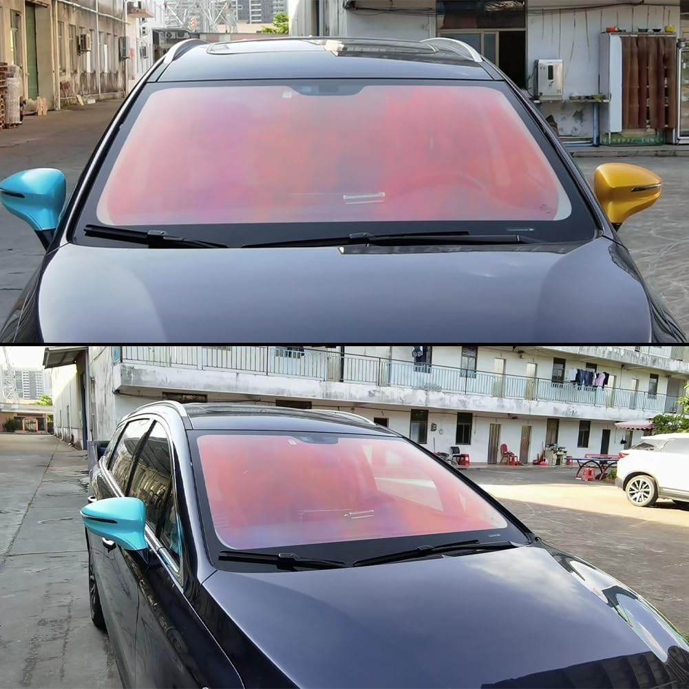Blueshyhall Auto Tönungsfolie Chamäleon 80% VLT, Lila und Rot Verlauf Autofenster Folie Blendschutz Sonnenschutzfolie für Auto Frontscheibe, Seitenfenster (50 x 300 cm)