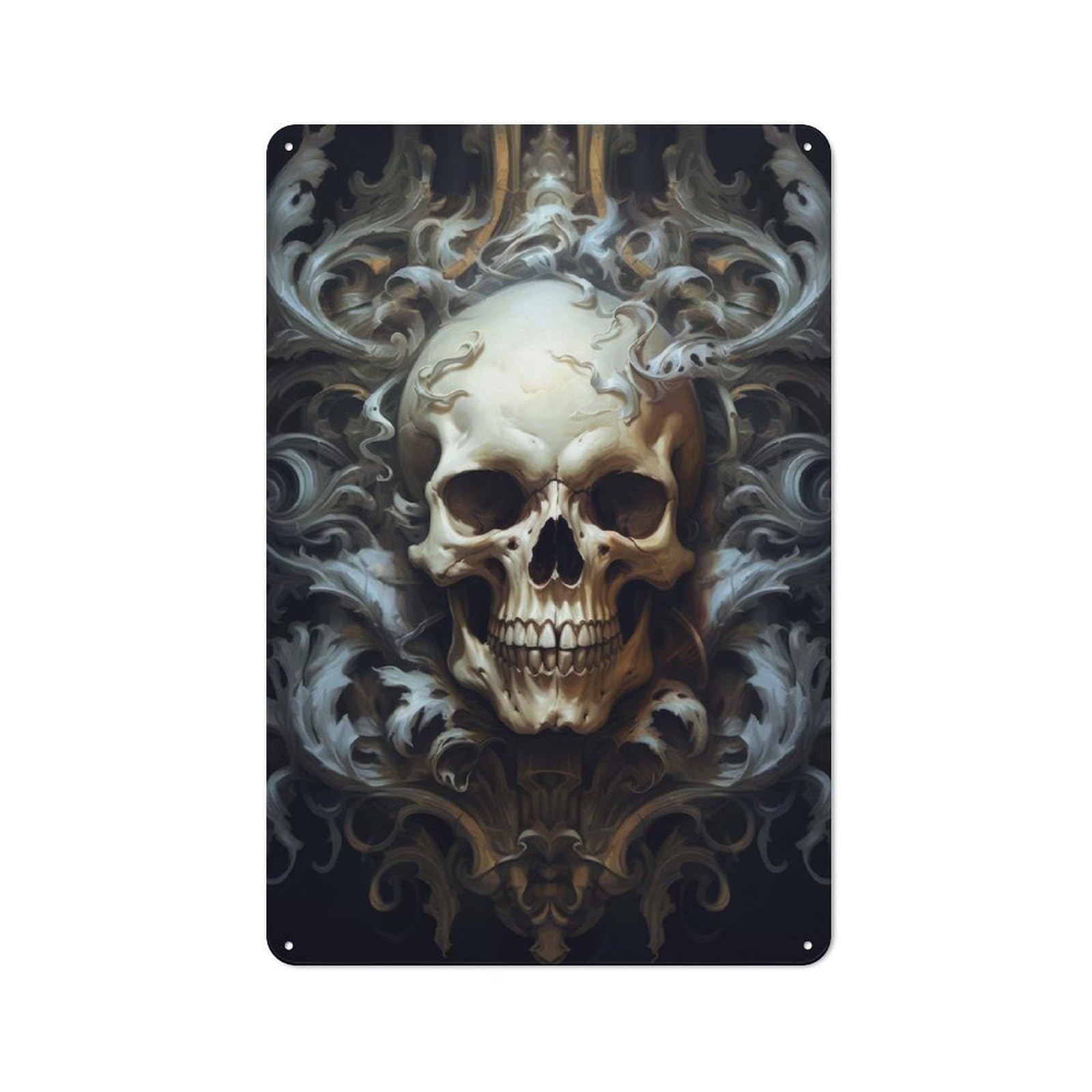 Junmoney Decadent Skull 1 Metal Sign 30X20cm With For Workshop Wall, Rustic Decor, Wall Decoration For Workshops And Hobby Rooms