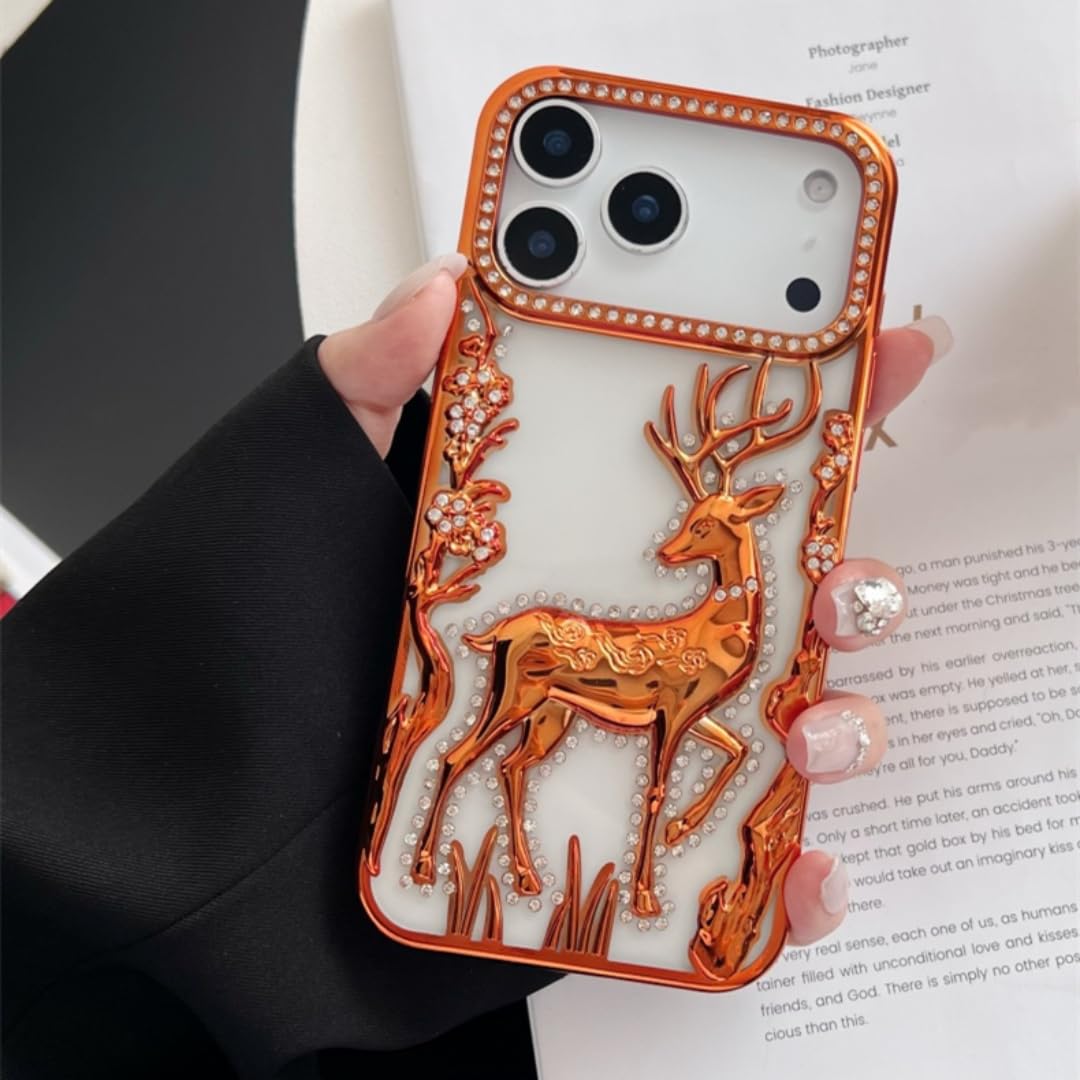 Coque iPhone 16 Pro en TPU souple électroplaqué paillettes orange transparent - 8