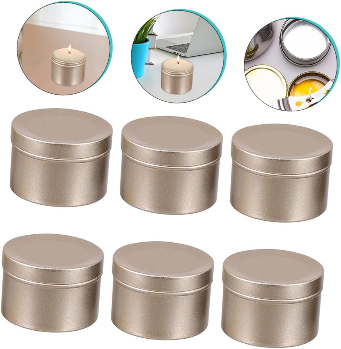 MUELODSIC 6pcs Aluminum DIY Candle Jars Durable Ointment Containers for Face Cream Essential Oils and Travel Storage Gifts and DIY Projects