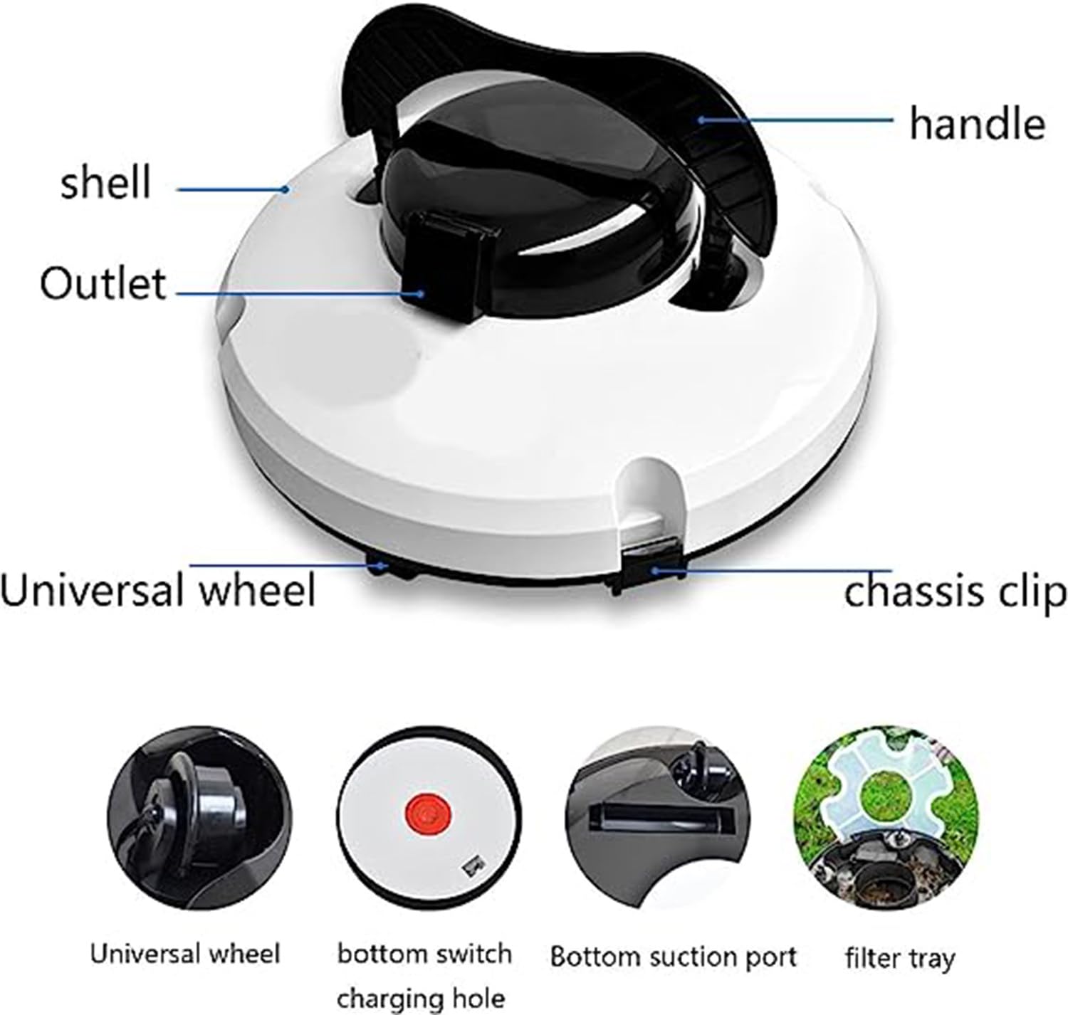 Aspirador Automático de Piscinas, Robot Limpiafondos Subacuático Trepamuros con Navegación Inteligente y Filtro de Carga Superior Ideal para Piscinas Enterradas, Dura 120 Mins