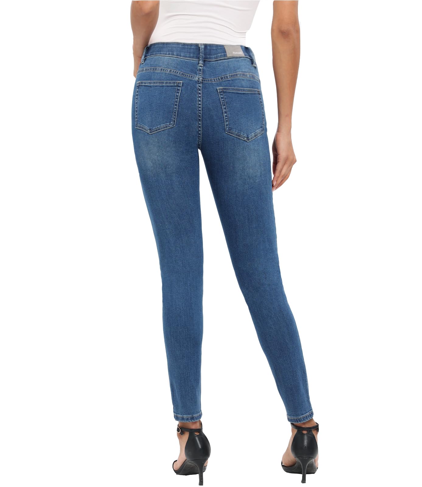 MetHera Women's Stretch Skinny Jeans - Shaping Denim, No-Gap Waist, Rinse Color, Size 6