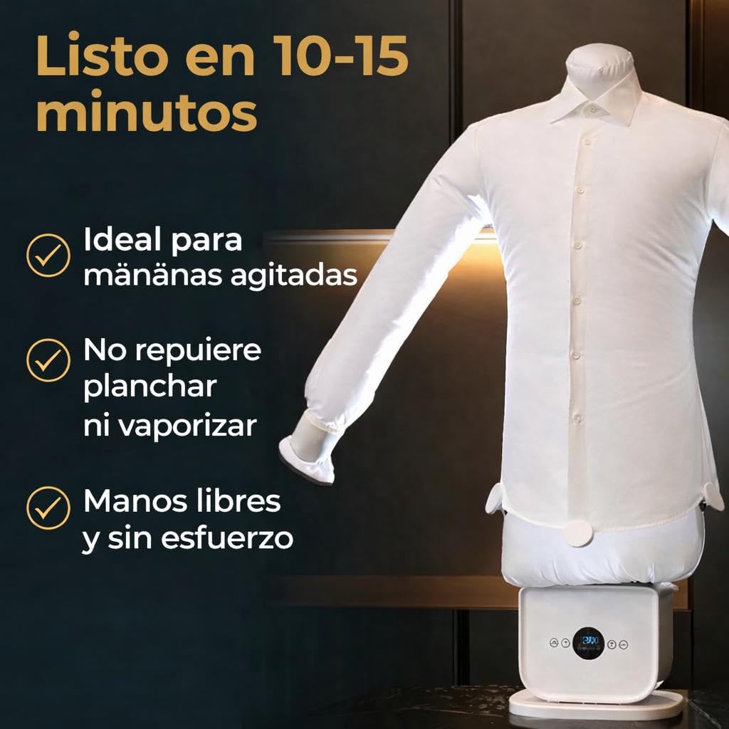Planchador de camisas automático – Planchado sin plancha – Secado rápido en 10–15 min – Para camisas y pantalones – Máquina compacta de aire caliente