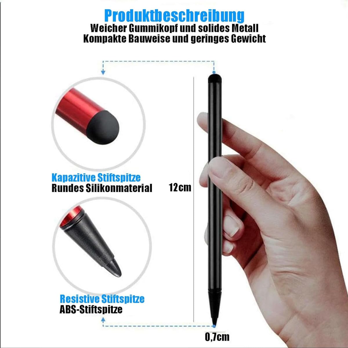 Stylets Noirs Universels à Pointe Fine Lot de 3 pour Écrans Tactiles