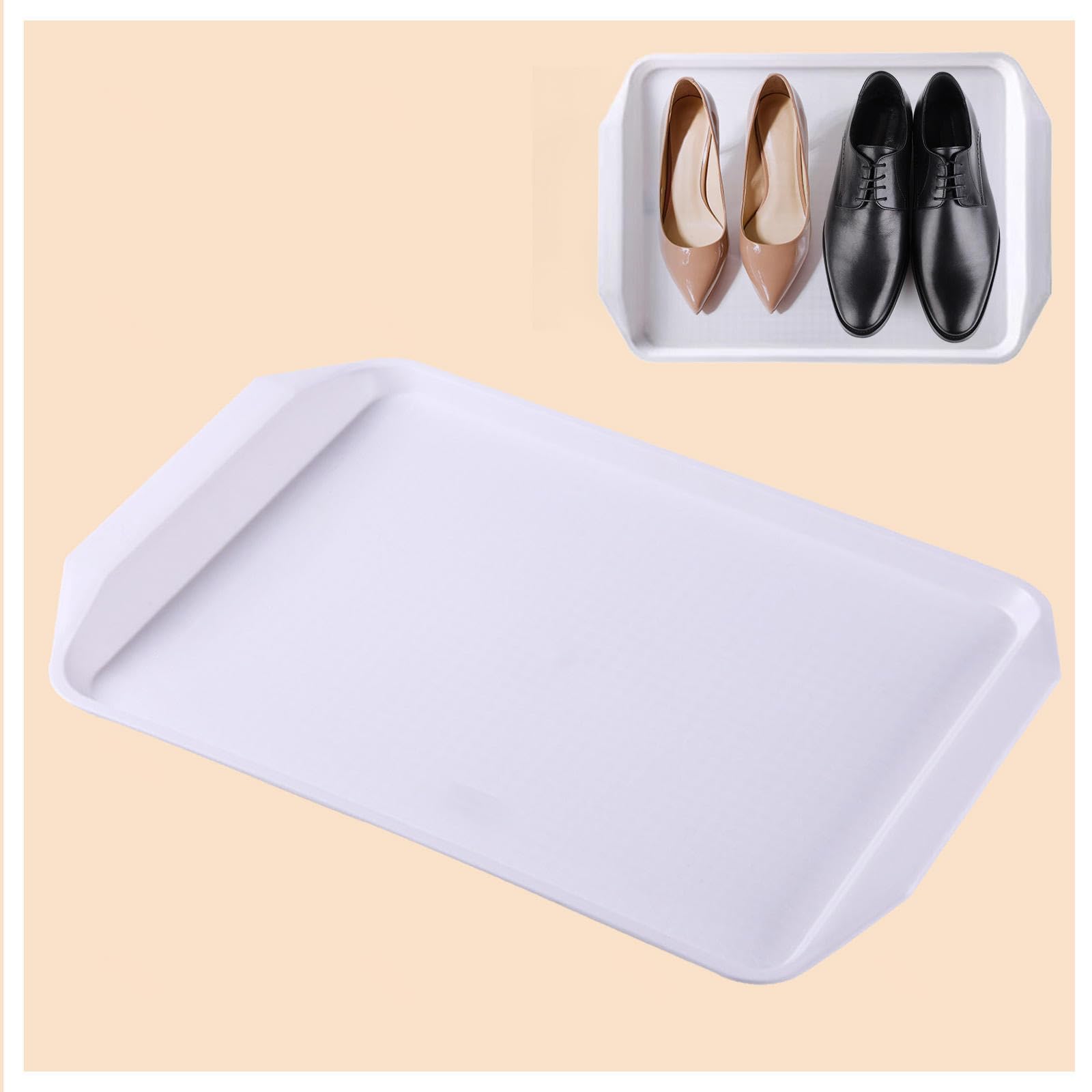 Shoe Mat 3 Pack Plant Trays Wet Shoe Mats for Entryway for Garden, Bedroom, Entrance Area, Garage Shoe Tray,White