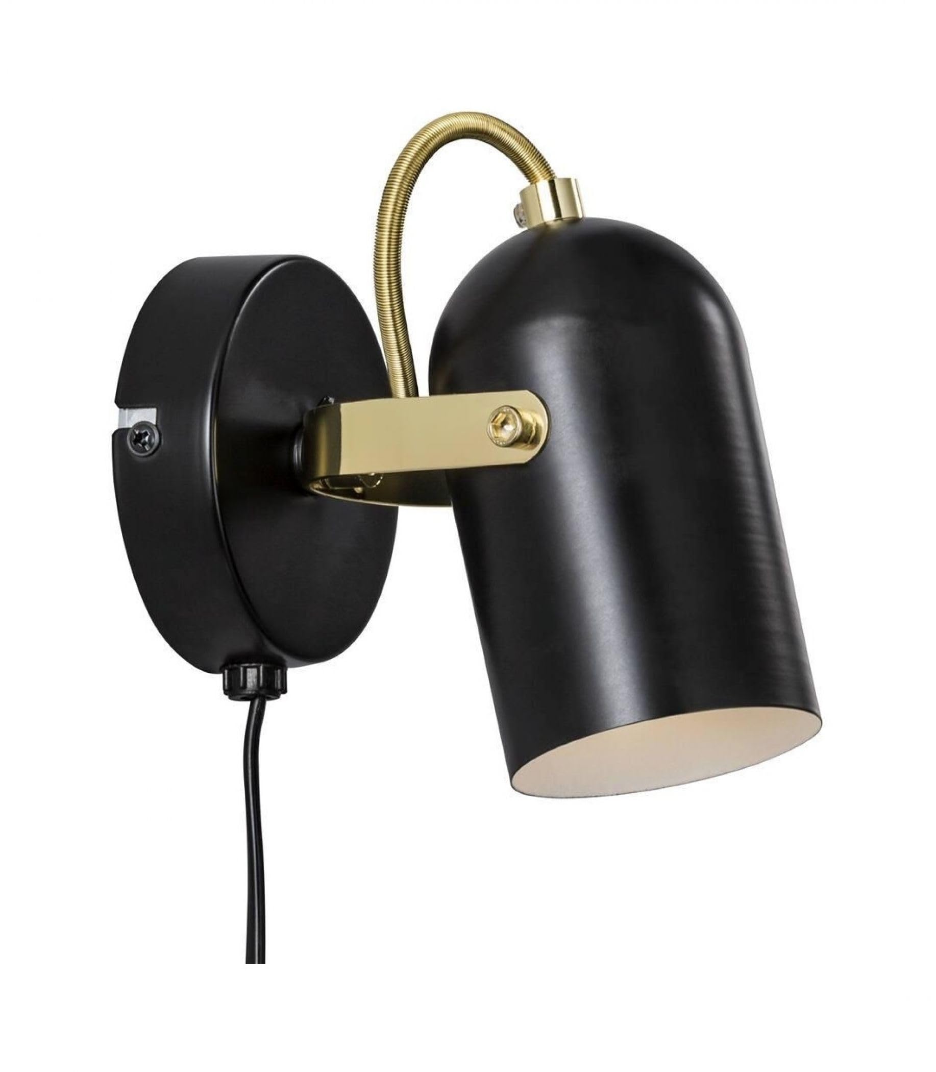 Nordlux Lotus Indoor Wall Light/Wall Scones Black Brass Metal, E14 40W Plug in & Mains Hardwire -Bedroom, Living Room, Kitchen, Office, Bedside or Study. IP20, Class 2 (Double Insulated)