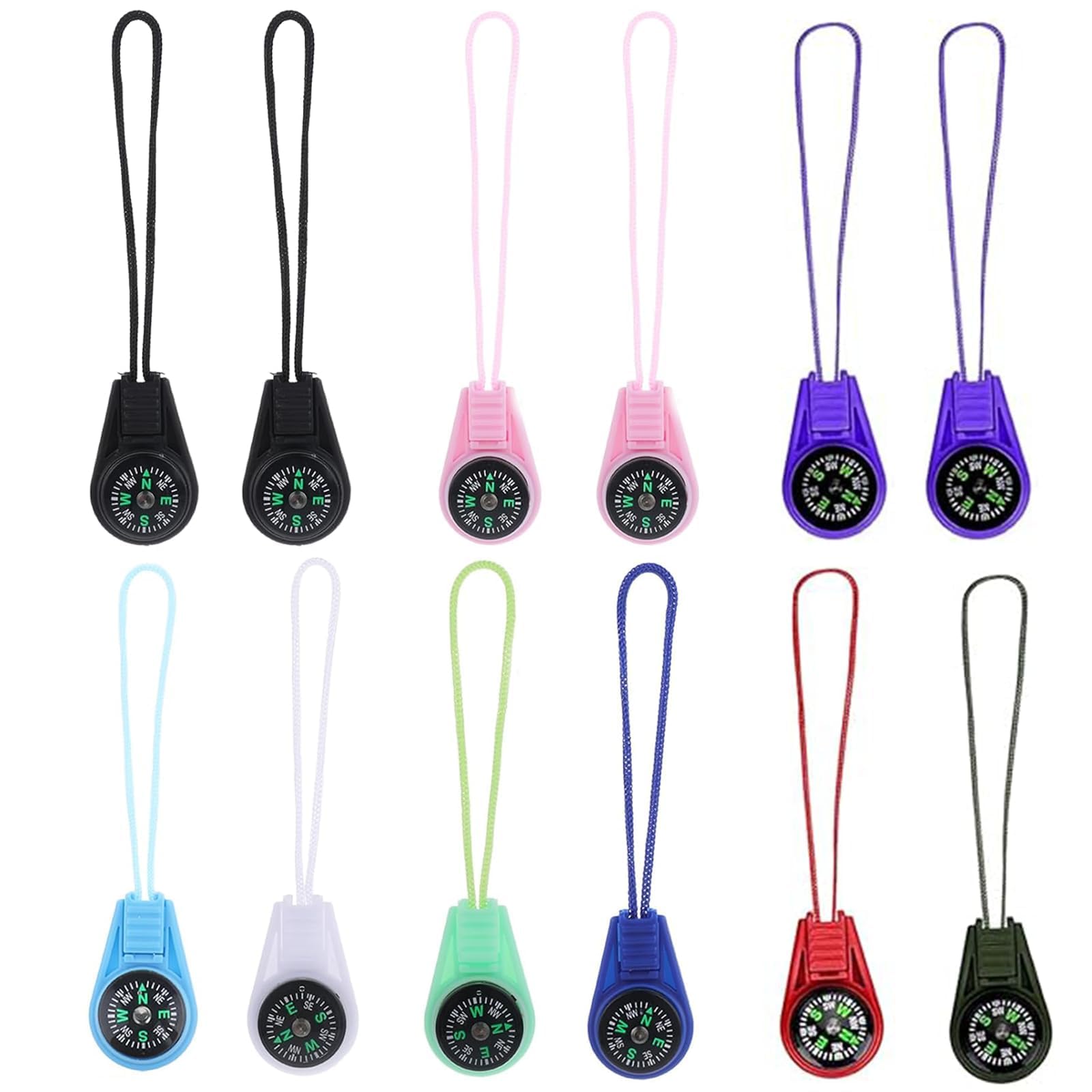 HARY Set di mini bussola, 12 portachiavi con bussola multicolore, per esterni, per bambini, per campeggio, escursioni e sopravvivenza