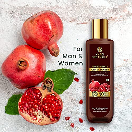 Image of Organique Pomegranate Hair Shampoo Natural UVA & UVB Rays Blocker, Repairs Damaged Hair & Nourishes Hair (No Sls & Paraben Free) 200 ml`