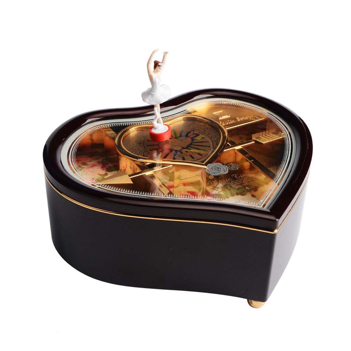 Saim Music Box with Beautiful Dancing Ballerina - Heart-shaped Vintage Style Musical Toys - Musical Box Gift For Christmas Valentine's Day, Birthday,Brown