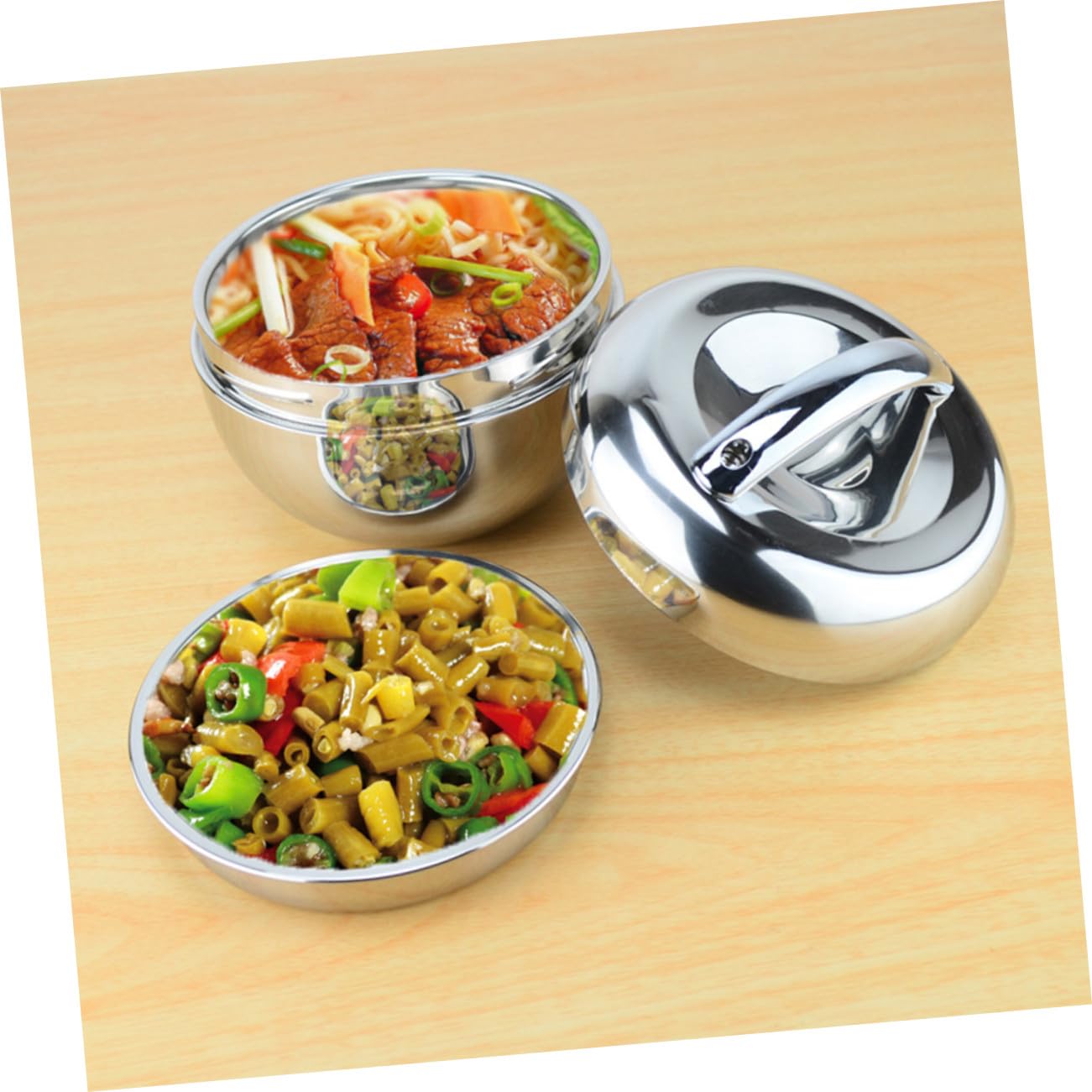 Boîte Lunch Inox avec Compartiments Thermique pour Repas Chaud Conteneur Alimentaire Portable Acier Inoxydable Boîte Rangement Pratique pour Étudiants et Travailleurs
