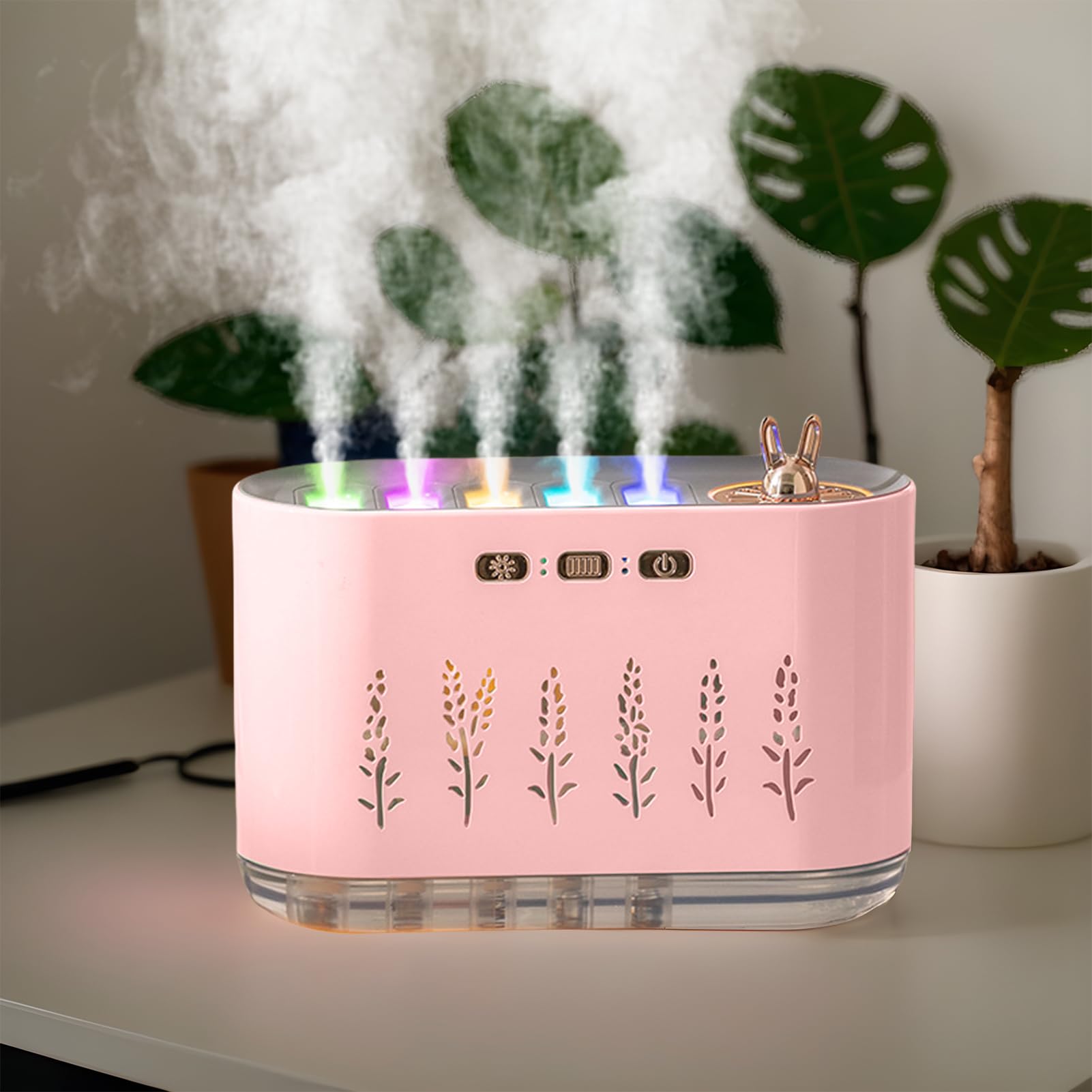 Piccoli umidificatori per camera da Serbatoio Acqua Grande Capacità 700 ml | Luce a 7 colori, umidificatore per piccole stanze da Depuratore D'Aria Regolabile Per Aria Secca Invernale