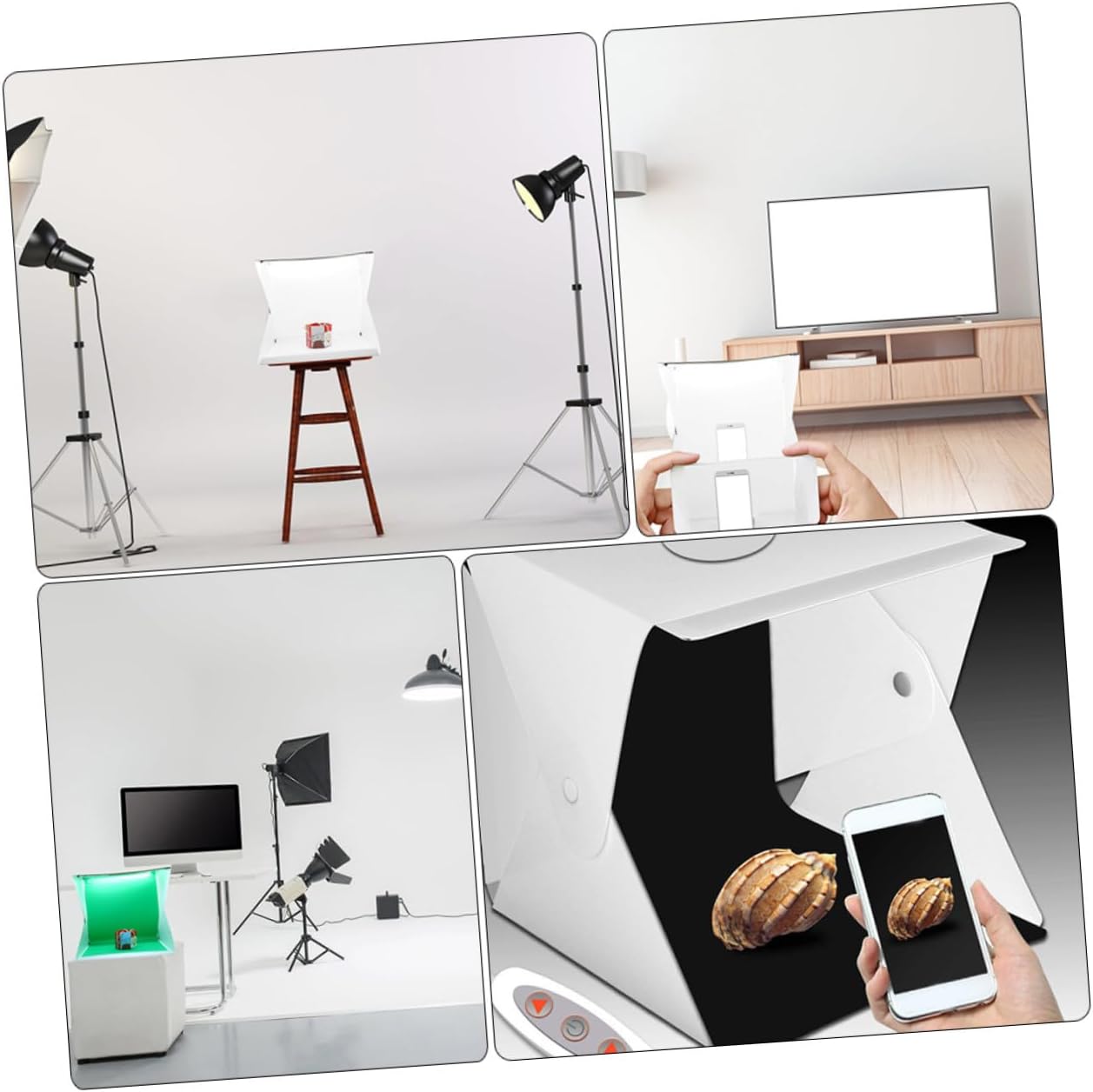 Operitacx 40cm Mini Photo Box Dual LED Light Bars Photography Backdrop Tent with 6 Color Backgrounds Portable Dimmable Shooting Cube for Product Photography