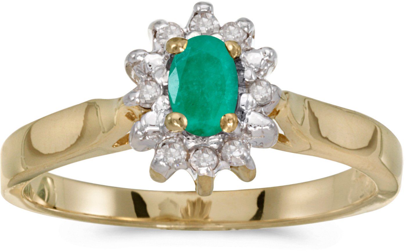 BillyTheTree Jewelry14k Yellow Gold Oval Emerald and Diamond Ring