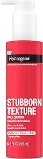 Neutrogena Stubborn Texture Daily Acne Gel Facial Cleanser, Salicylic Acid Acne Medicine & Glycolic + Polyhydroxy Acids, F...