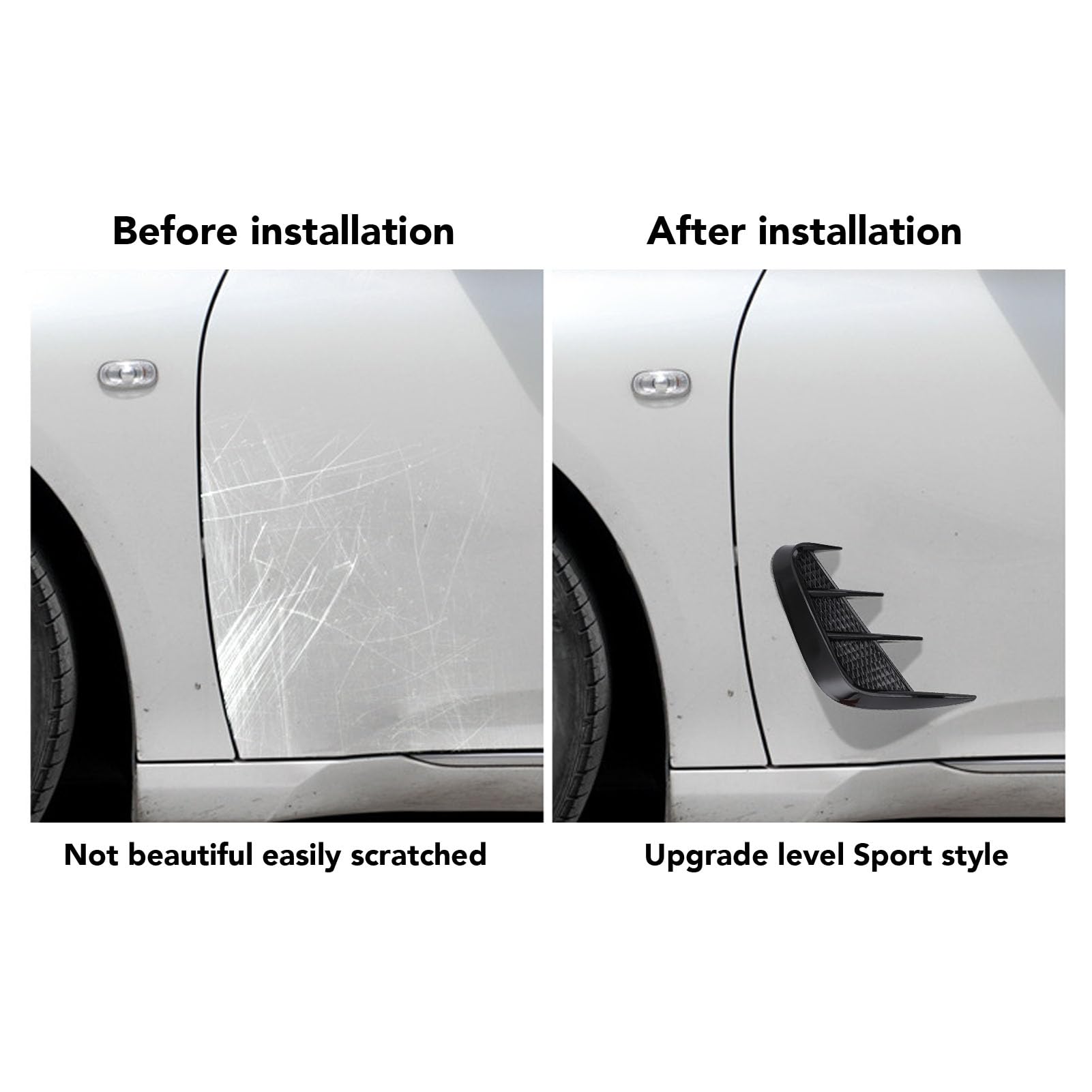 CFTGIW 1 Pair Side Vent Trim Universal Left Right Marker Side Air Vent Cover Decorative Stickers for 1 Series E90 Body Side Air Wing Vent Trim Car Mudguard Side Wing Trim (Glossy Black)