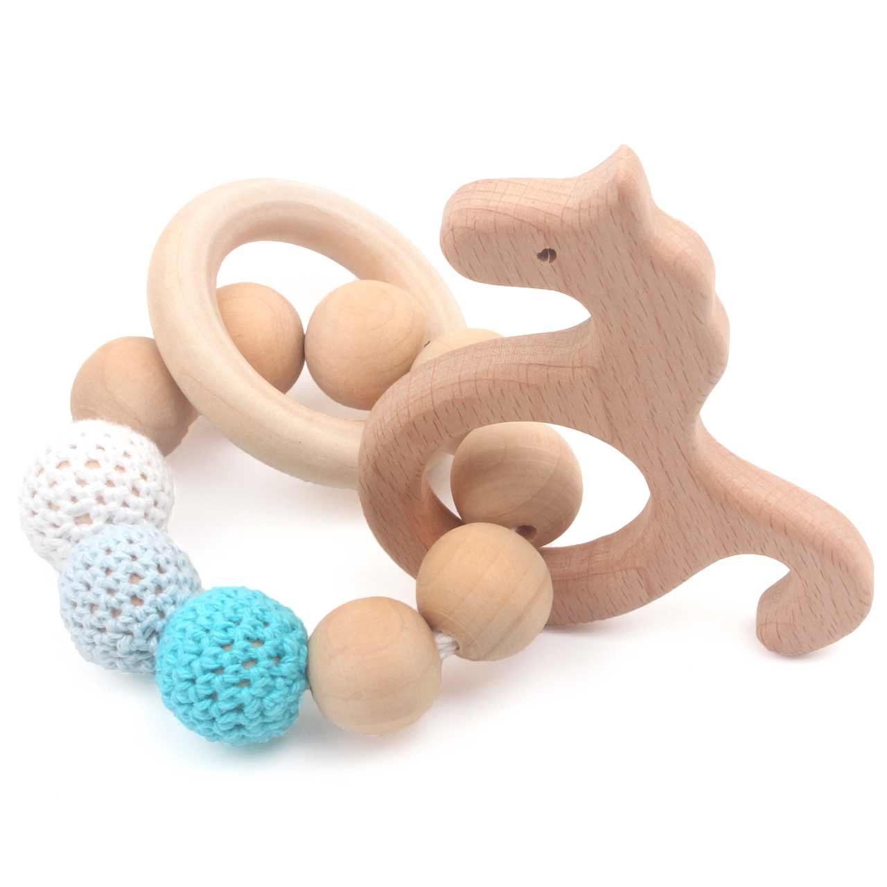 Wooden Baby teether Toy rattles Whale Shaped Ring bpa Free Trottie Teething Toy Pendant Sensory chew Toys