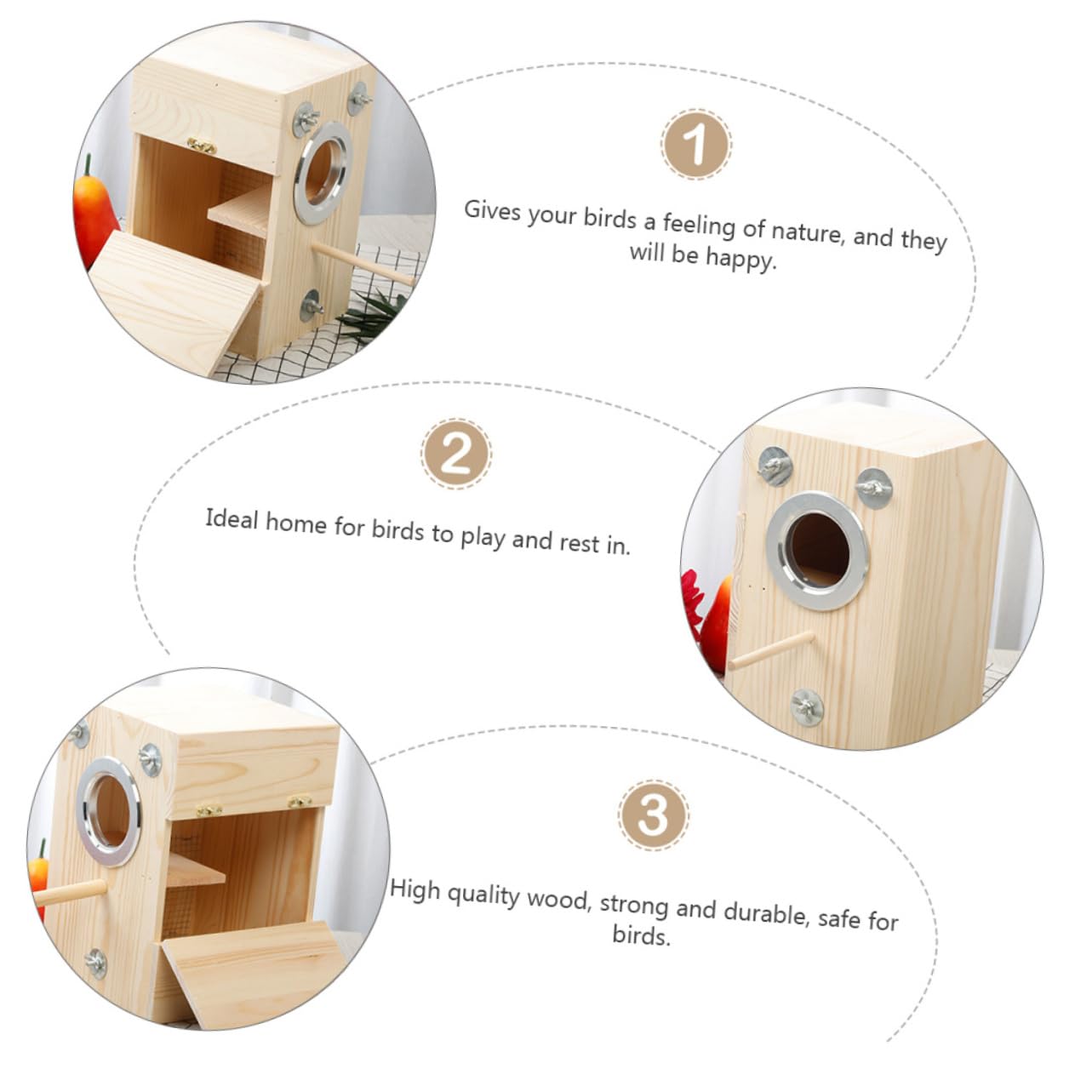 Sosoport Caja De Cría De Soporte para Nido De Pájaros Casa para Pájaros De Madera