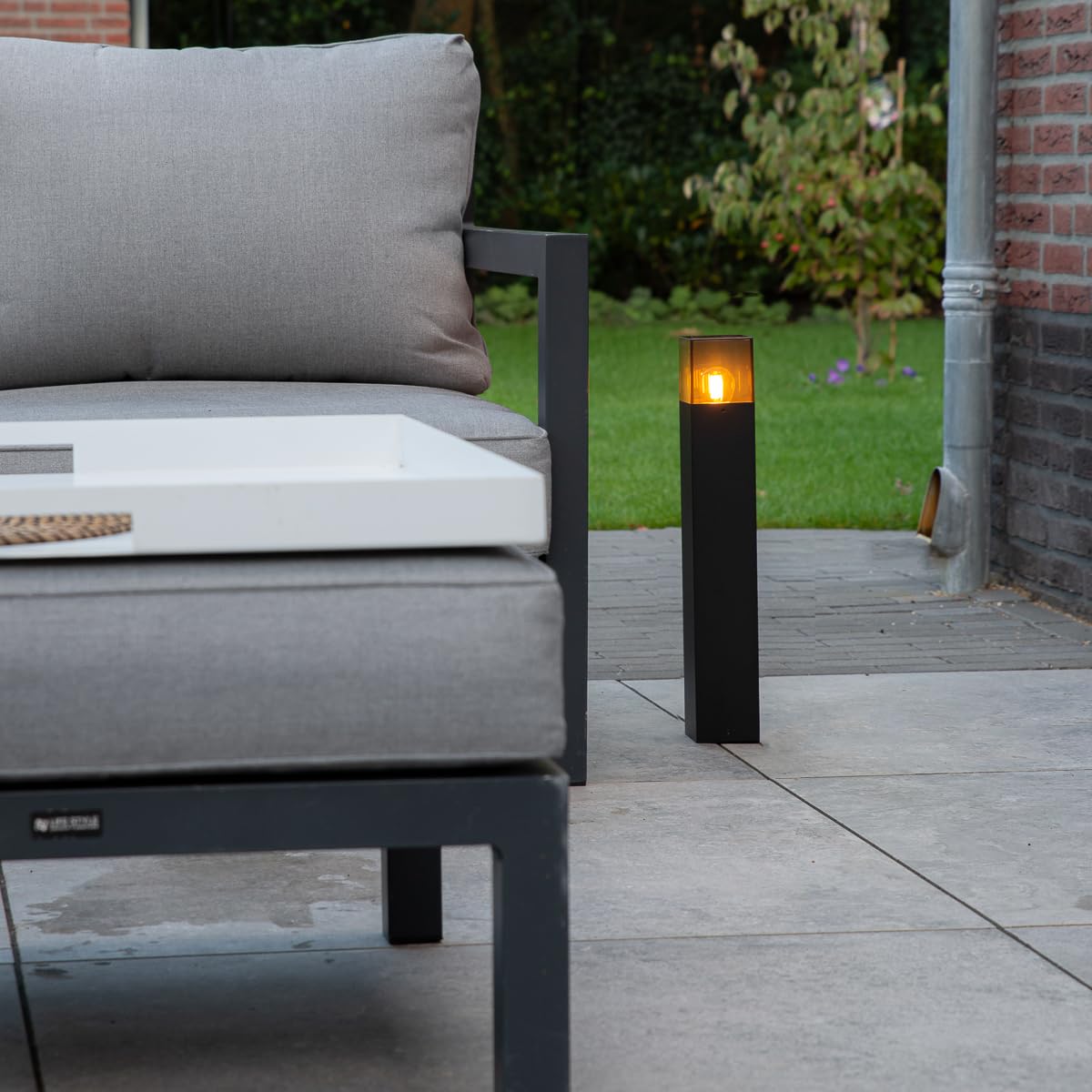 QAZQA Moderno Lámpara pie exterior negra 50 cm IP44 efecto cristal ahumado - DENMARK/Alargada Adecuado para LED Max. 1 x 15 Watt