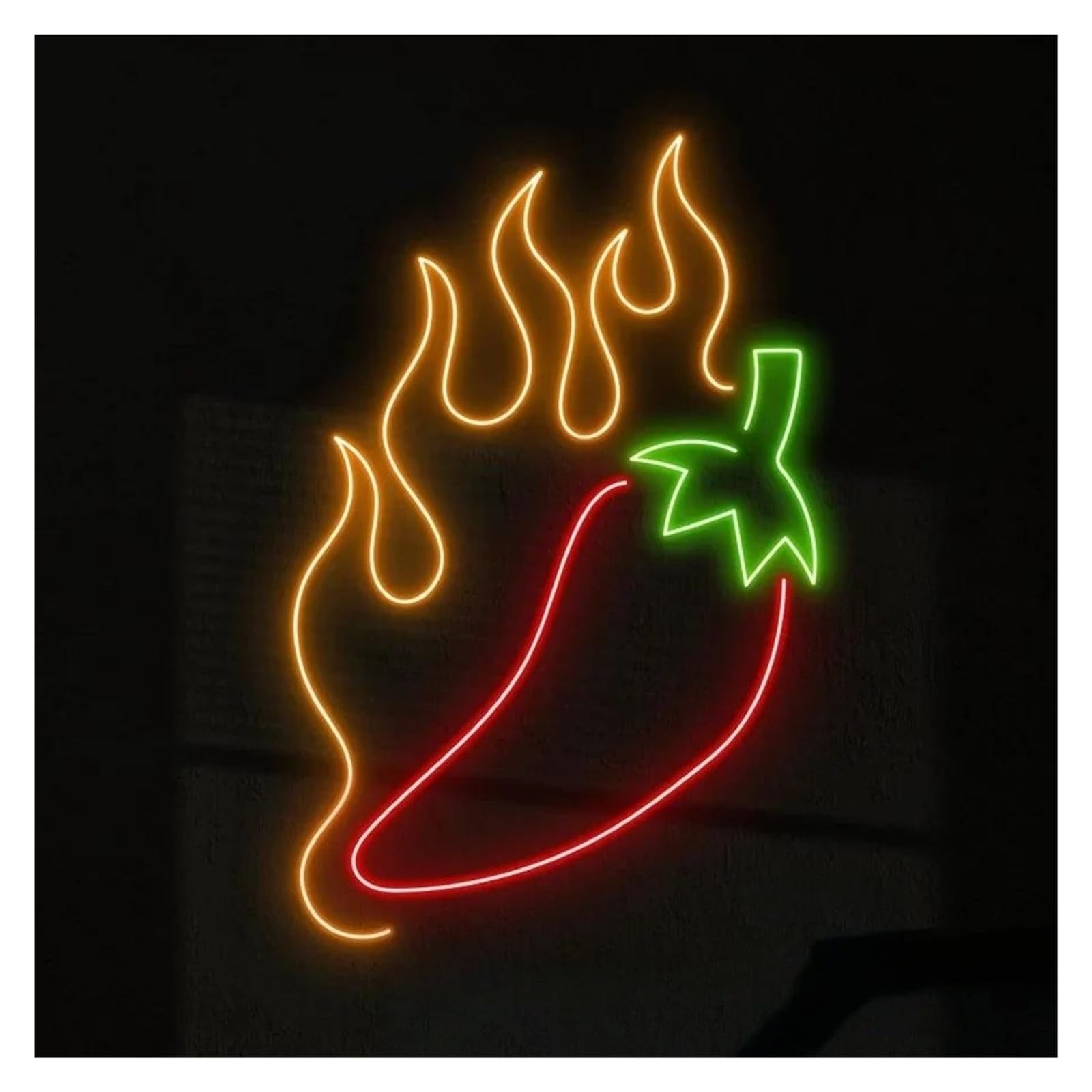 RONGCH Hanging Art Signs Fire Chilli Neon Sign Spicy Food Mexican Restaurant Decor Dimmable Business Window Display Light 38cm