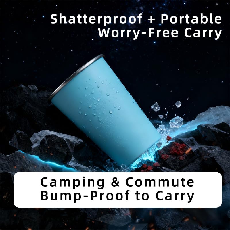 4Pack Stainless Steel Pint Cups,Stainless Steel Cup,Pint Cup Tumbler, water Tumbler,Stackable,Reusable (blue) - Image 3