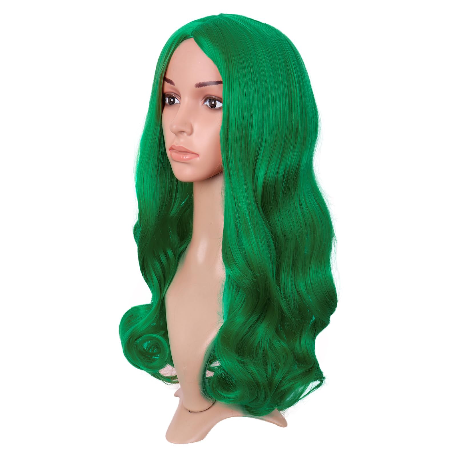 MapofBeauty 22 Inch/55 cm Fashion Long Synthetic Fiber Curly Hair Middle Part Cosplay Wig (Grass Green), 22 inches - Image 3
